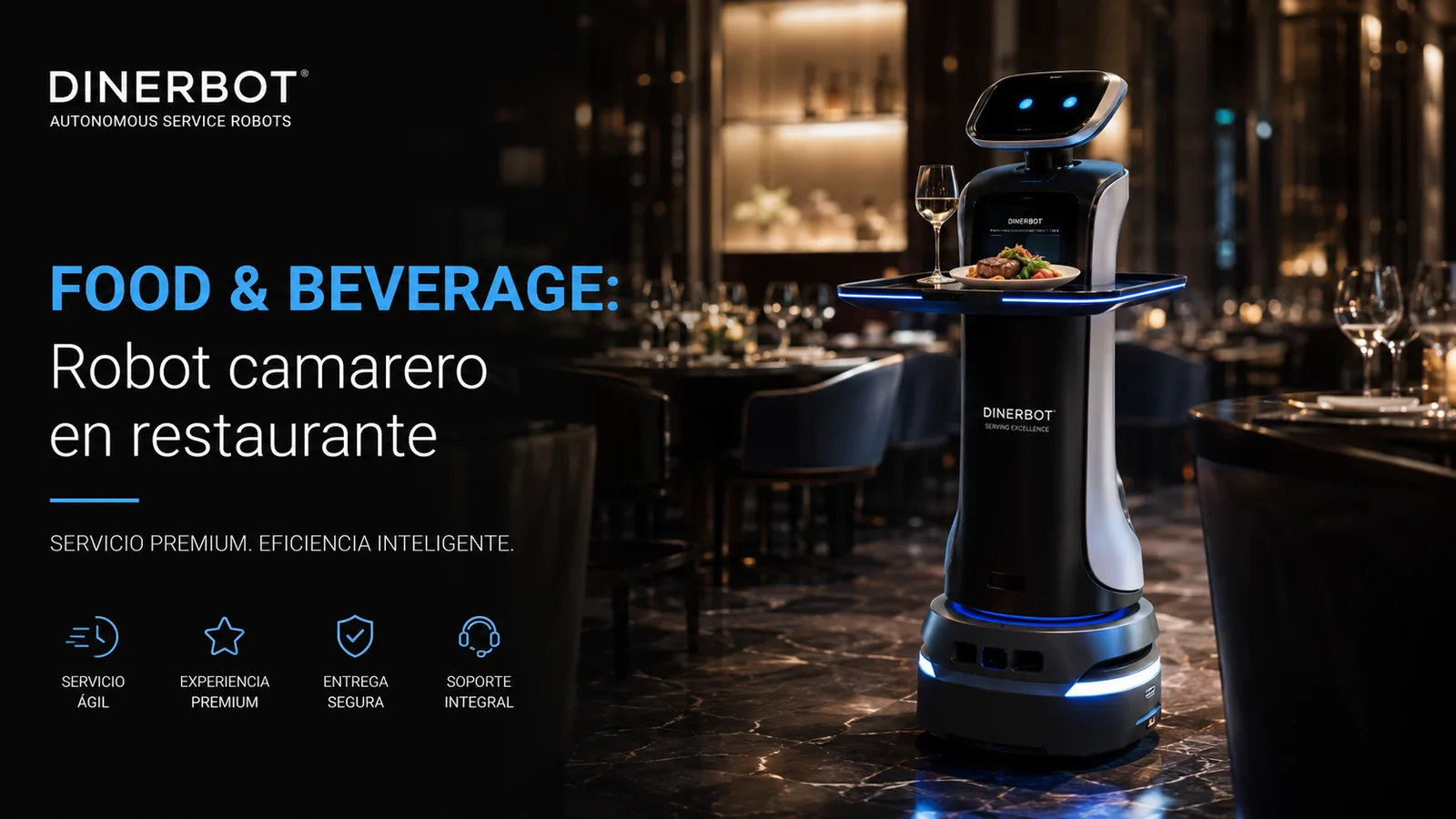 Robot camarero DINERBOT para servicio de sala en restaurante