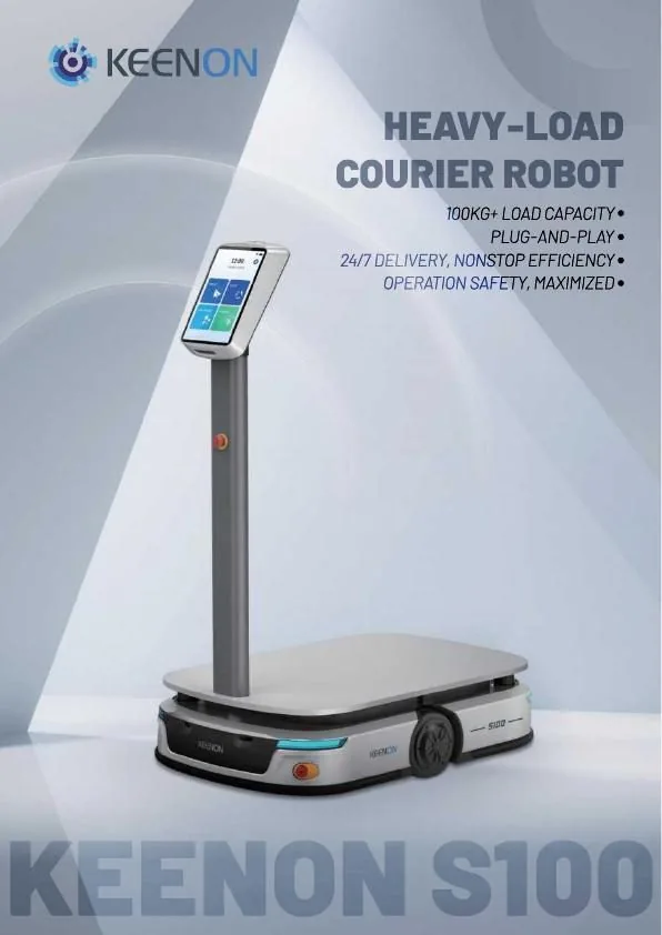 Robot logístico KEENON S100 transportando carga interna