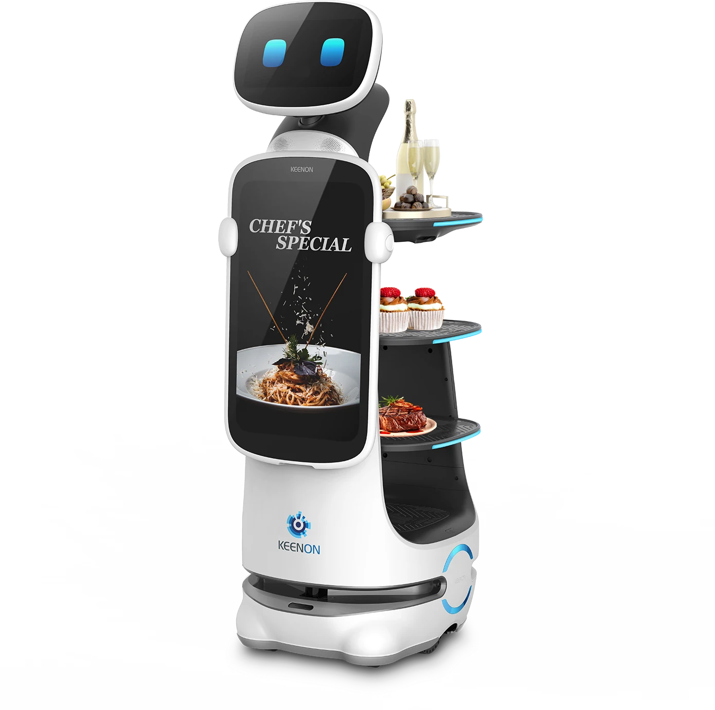 Robot camarero KEENON en sala para restaurantes y negocios locales