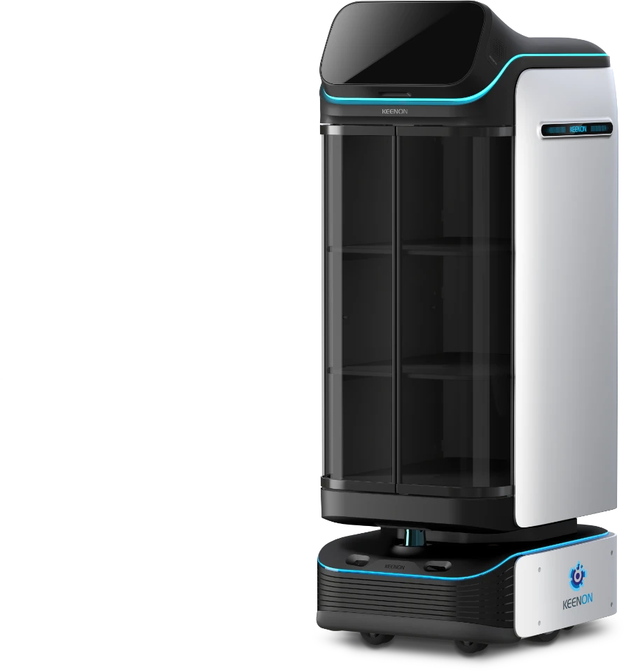 Robot de entrega cerrada KEENON T3 en ángulo izquierdo